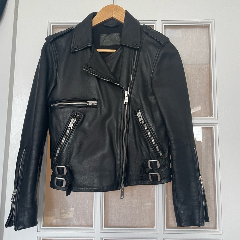 ALL SAINTS Black Leather Moto Jacket